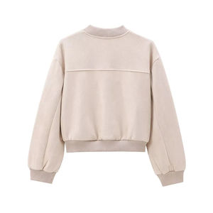 Nouvelle mode pour femmes, veste pilote à texture suédé, mince et polyvalente, manteau pour les loisirs d'hiver et d'automne avec fermeture à glissière - Product Image 2