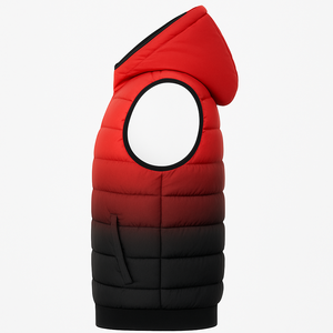 Rojo y Negro Ombre Fade Puffer chaleco chándal con capucha acolchado conjunto de invierno - Product Image 3