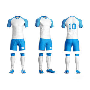 Ensemble de maillots de football en polyester personnalisés unisexe pour hommes Short d'entraînement haut classique avec col en V Impression du nom pour adultes - Product Image 1