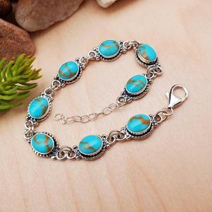Turquoise <b>Gemstone</b> <b>Bracelet</b> Jewelry For Women Silver Boho Style Jewelry 925 Sterling Silver Trending Handmade <b>Bracelet</b> Gift For - Product Image 6