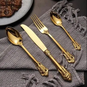 ตกแต่งใหม่หรูหราช้อนส้อมรูปแบบบทคัดย่อเป็นมิตรกับสิ่งแวดล้อมสแตนเลสโลหะแฟนซี Flatware ชุด Flatware ชุดช้อนส้อม - Product Image 1