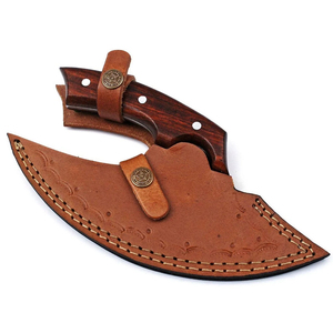 มีด Ulu พร้อมใบมีดหนาสำหรับใช้งานหนักด้ามจับไม้ที่ถูกต้องตามหลักสรีรศาสตร์เครื่องล้างจานมือขวาปลอดภัยสแตนเลส - Product Image 4