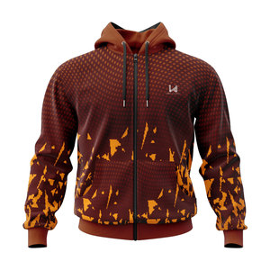 Sudadera Deportiva Unisex Extra Grande Personalizada con Capucha y Cremallera, Diseño de Fuego Impreso, Ropa Deportiva y Casual para Hombre - Product Image 4