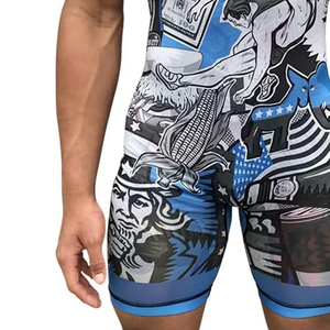 Camiseta de lucha libre de equipo digital sublimación talla grande logotipo personalizado traje de levantamiento de pesas - Product Image 5