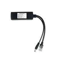 10/100MBPS Power Over Ethernet 15W 48V à 5V 2/1.5A Point d'accès sans fil isolé noir Poe Splitter Injecteur