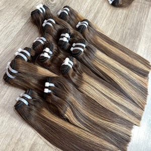 FLASH <b>SALE</b> Best Hair Luxury <b>Piano</b> Color Weft Hair Extension Vietnamese Human Hair Ready to Ship Genius Weft Machine Weft - Product Image 3