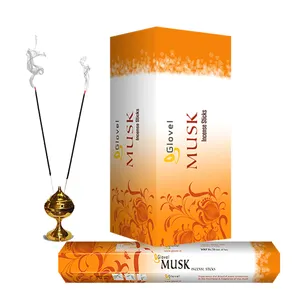 Top selling 9 Inch brown musk incense stick in hexagonal box packing with 50mins burning time exported from India