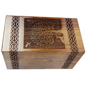 Urna de madera de palisandro para Árbol de la Vida, personalizada, hecha a mano, grande, para adultos, urna de cremación sólida y sencilla. - Product Image 5
