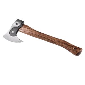 Venta al por mayor personalizada de alta calidad OEM ODM servicio Damasco mango de madera maciza hacha de acero supervivencia al aire libre Camping vaina de corte - Product Image 4