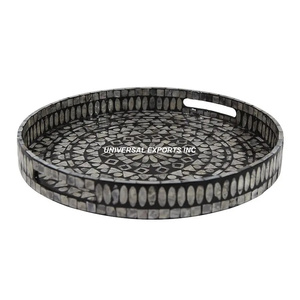 Plateau décoratif en nacre Plateau à chocolat design de forme ronde Plateau à chocolat en bois de luxe de taille personnalisée - Product Image 2