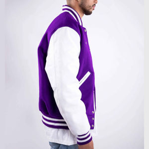 Veste pour homme de marque personnalisée 2026, nouvelle, broderie de patch, vêtements de collège, manches en cuir de baseball, vente chaude - Product Image 2