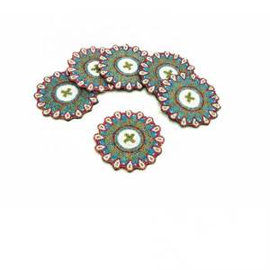 Decoration Black <b>Red</b> Green Colored Embroidered Round Design Eco-Friendly Customized Color Place Mats Table <b>Runner</b> Europe Style - Product Image 3