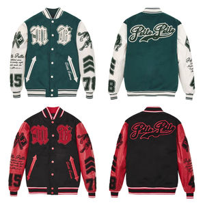 Chaqueta universitaria personalizada cuero genuino lana cuerpo mangas Chenille bordado parches Universidad Letterman chaqueta de bombardero para Unisex - Product Image 6