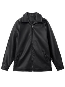 Veste d'hiver de luxe décontractée noire en cuir véritable souple et léger imperméable pour homme avec fermeture éclair et logo frontal style streetwear - Product Image 5