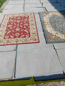 Tapis Oushak bleu marine 9x12 grand tapis turc ottoman avec motif abstrait tapis turc surdimensionné à motifs beiges - Product Image 2