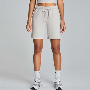 Léger Premium haute qualité femmes été plage Fitness Gym Shorts ensembles motif à carreaux personnalisé taille haute taille élastique - Product Image 1