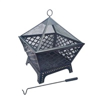 Perapian BBQ Kayu Bakar Besi, Ukuran Besar Persegi, untuk Patio, Kolam Renang, Kemah, Pantai, Api Unggun, Desain Cerobong Asap Luar Ruangan, Warna Dapat Disesuaikan