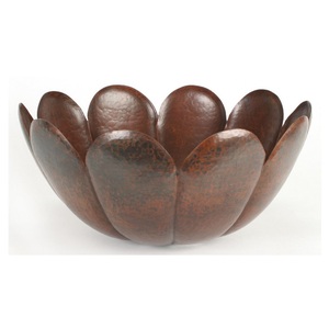 Fabricación y proveedor Fregadero de recipiente de cobre de tulipán Fregadero de cocina y baño de cobre de acabado antiguo de calidad duradera de alta venta - Product Image 1