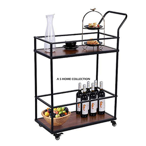 Cadre en métal élégant de meubles en or avec équipement de restauration en verre Chariot de service alimentaire durable personnalisé à deux niveaux - Product Image 4