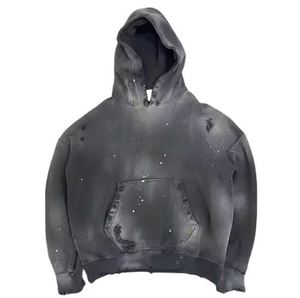 Best Vintage Double Layer Acid Wash <b>Sun</b> Faded Distressed Hoodie Custom Design Streetwear Fleece Blank for Men XS Embroidered - Product Image 1