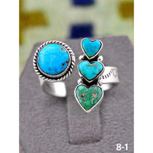 Bague ajustable artisanale Southwest Emerald Valley avec turquoise eau blanche et sertissage clos en argent sterling, idéale pour un cadeau - Product Image 2