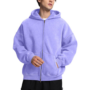 100% coton polaire sweats à capuche à manches longues décontracté coupe ample Streetwear mode fermeture éclair sweat à capuche pour hommes et femmes - Product Image 1