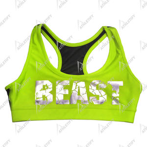 Sujetador deportivo de compresión para mujer de ajuste personalizado Sujetador de entrenamiento de gimnasio ligero y transpirable con diseño de espalda cruzada ecológica. - Product Image 2