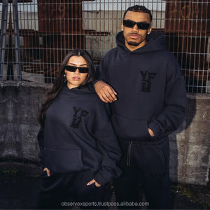 ชุดวอร์มสองชิ้นแบบเรียบใส่ได้ทั้งชายและหญิงชุดวอร์มเฮฟวีเวตใส่เล่นฤดูหนาว - Product Image 6