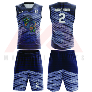Ensembles d'uniformes de basket-ball pour hommes Derniers modèles imprimés Vêtements de sport d'été en plein air Uniformes de basket-ball sublimés à prix de gros - Product Image 1