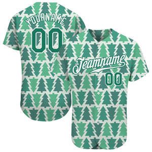 Diseño más vendido Impreso Kelly Green-White Christmas 3D Authentic Baseball Jersey - Product Image 1