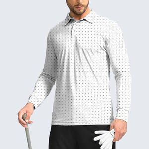 Luxury Men's Casual Slim Fit Jersey Knit for <b>Polo</b> Shirt <b>Long</b> <b>Sleeve</b> <b>Golf</b> Pullover with Dark Garment Dye Solid Pattern - Product Image 3