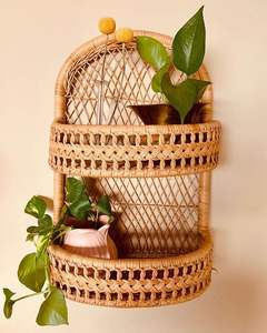 ชั้นวางของหวายติดผนังคุณภาพพรีเมี่ยมพร้อมยาทาเล็บแบบเรียบง่ายเหมาะสำหรับโชว์กรอบหนังสือและเครื่องประดับในบ้านที่มีสไตล์ - Product Image 3