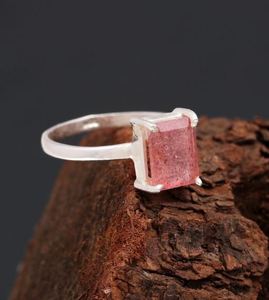 แหวนควอตซ์สตรอว์เบอร์รี่925เครื่องประดับผู้หญิงเงินสเตอร์ลิงเครื่องประดับงานหมั้นงานวันเกิดงานแต่งงานจำนวนมากขายส่ง - Product Image 3