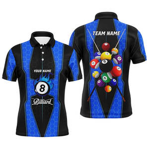 เสื้อเชิ๊ตพิมพ์ลาย3D สำหรับผู้ชายเสื้อทีมบิลเลียดโพลีเอสเตอร์100% สำหรับแข่งขันโต๊ะพูล PBJ-0041โปโล - Product Image 3