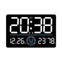 Jam Dinding Digital LED Multifungsi Dengan Bluetooth Pengaturan Waktu Otomatis Tampilan Suhu Kelembaban Timer Hitung Mundur Fungsi DST