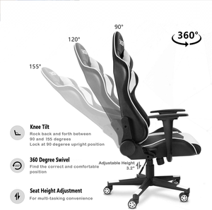 Silla de Juego Ergonómica de Respaldo Alto con Reposacabezas y Soporte Lumbar Ajustable, Silla de Escritorio de Cuero, Giratoria, Estilo Racing - Product Image 5
