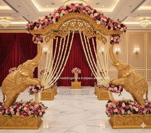 Novedad Fabulosa: Paneles 3D para Puerta de Boda del Sur de la India, Estatuas de Elefantes de Fibra de Vidrio de Tendencia, Entrada de Bienvenida Elegante - Product Image 3