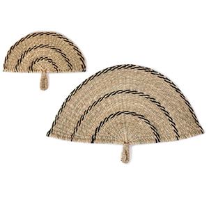 Abanicos de mano de lujo tejidos con hierba marina, decoración para hoteles y resorts, adornos ecológicos para colgar en la pared, abanicos de hierba marina - Product Image 1