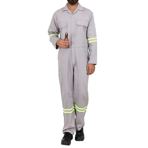 Vêtements de travail haute visibilité ignifuges pour hommes, 100 % polyester, personnalisés, dernier modèle gris, uniforme de sécurité une pièce avec éléments réfléchissants - Product Image 1