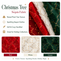 Tissu à sequins pour sapin de Noël, tissu brodé en relief 3D pour vêtements de fête, décoration textile de maison