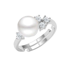 Anillos de Plata de Ley 925 de Primera Calidad para Mujer, Diseño Geométrico con Perla, Estilo Romántico, Baño de Rodio, para Regalo - Product Image 1