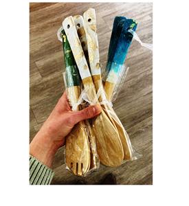 Color blanco Compre cucharas de servicio de acero inoxidable Istook con mango de resina JUEGO DE SERVIDOR DE ENSALADA FÁBRICA DE PRODUCTOS INDIOS HECHOS A MANO - Product Image 6