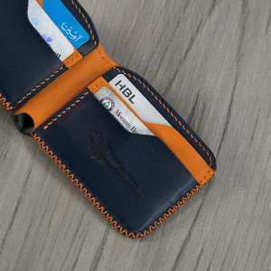 กระเป๋าสตางค์แบบพับได้รุ่น No.55-V2 Slim Classic (สีกรมท่าและสีน้ำตาล) หนังฟูลเกรนเวจแทน สำหรับทุกเพศ - Product Image 4