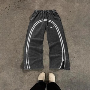 Y2K Nouveaux pantalons de survêtement décontractés pour hommes à jambes larges pour l'Europe et les États-Unis American High Street Washed Vintage Pants - Product Image 1