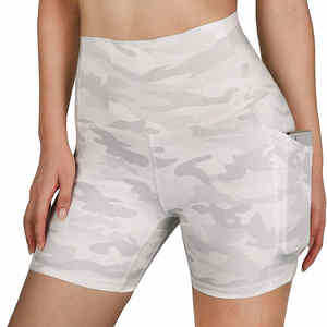 Sublimation New Design Women High Waist Print Workout <b>Yoga</b> <b>Shorts</b> with 2 Hidden Pockets Tummy Control Athletic <b>Shorts</b> - Product Image 1