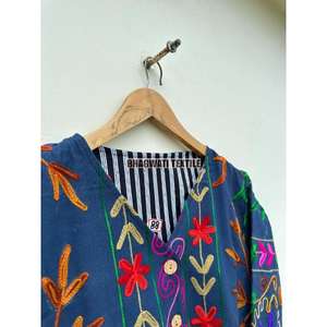 Veste d'hiver pour femmes Boho coton de haute qualité Suzani vêtements d'extérieur broderie décoration dernière Collection manteau à bord brut tissé - Product Image 4