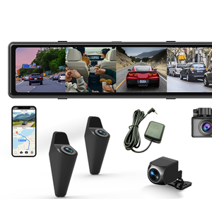 (T&D) IPoster Caméra embarquée 12 pouces WIFI GPS HD avec système de vue à 360°, enregistreur DVR de voiture pour rétroviseur, 4 canaux vidéo 1080P - Product Image 2