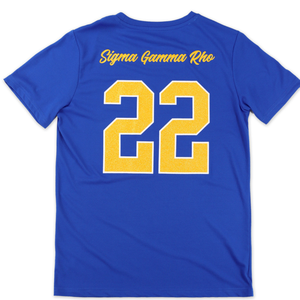 Sigma Gamma Rho <b>Glitter</b> Dry Fit T Shirt Royal <b>Blue</b> Womens Greek Letter Tee SGR Sorority Apparel Short Sleeve Athletic Fit - Product Image 4