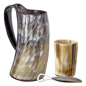 Taza de cuerno para beber vikingo de tamaño personalizado al por mayor diseño Natural mango pulido estilo Animal decoración del hogar artesanías naturales - Product Image 1