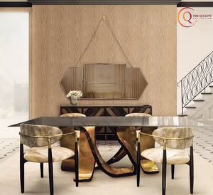 โต๊ะรับประทานอาหารทำจากไม้ธรรมชาติอันหรูหราพร้อมฐานโลหะหรูหราศูนย์กลางศิลปะสำหรับพื้นที่ทันสมัย - Product Image 6